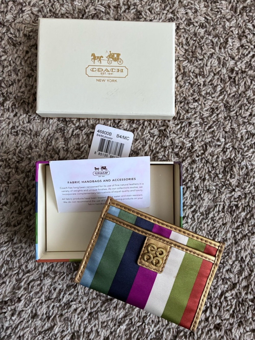 Coach Julia Legacy Stripe Id Credit Card Case Wallet Multicolor